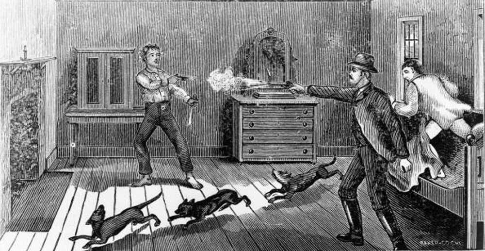 Гибель Билли Кида в форте Самнер, июль 1881 года &mdash; иллюстрация эпохи