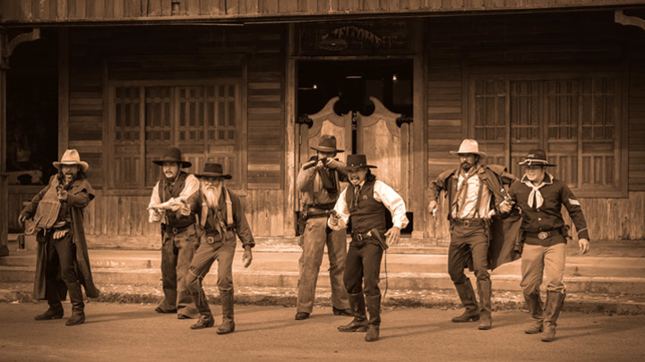 Перестрелка на Диком Западе, иллюстрация эпохи Войны округа Линкольн