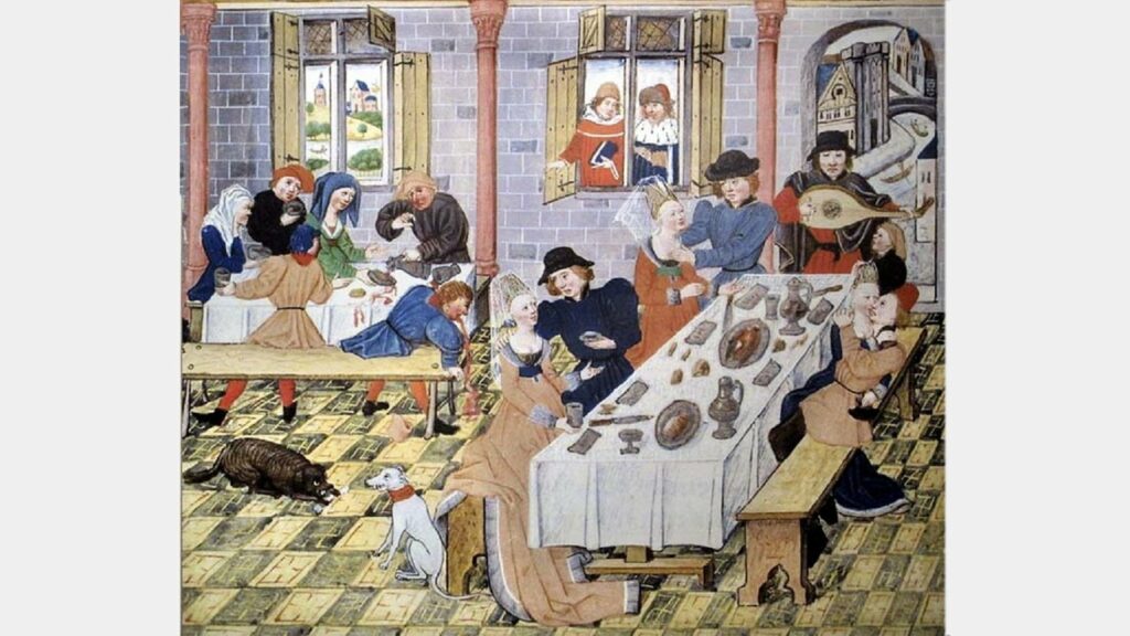 Средневековая таверна во Фландрии, 1455 год