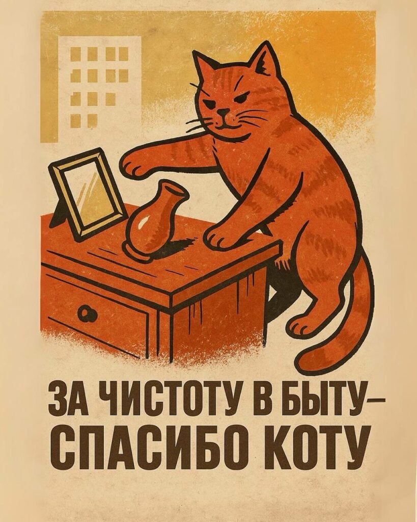 За чистоту в быту, спасибо коту.