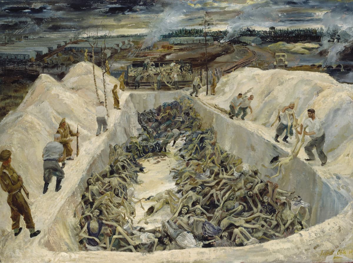 Ямы с телами погибших узников Берген-Бельзена, 1945 год