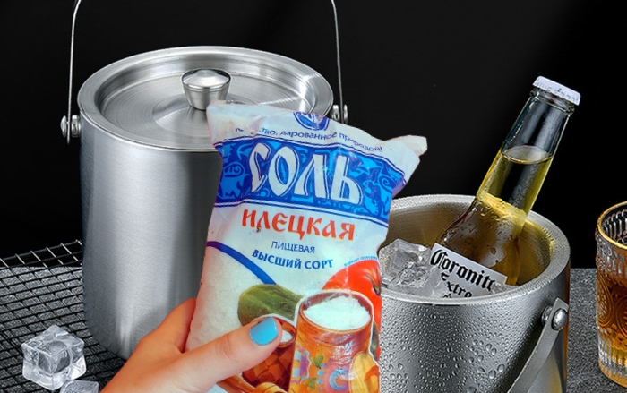 охлаждение напитка с помощью льда и соли