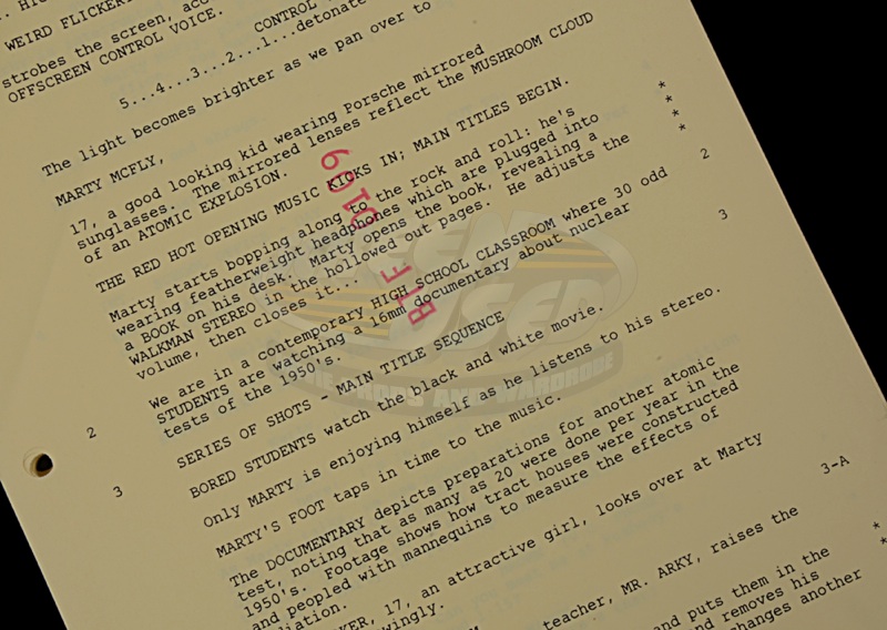 Страница одной из последних версий сценария фильма &laquo;Назад в будущее&raquo;