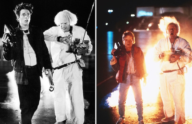 Сравнение кадров с Эриком Штольцем и Майклом Джеем Фоксом в роли Марти МакФлая