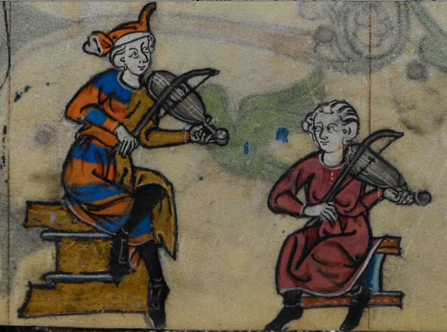 Иллюстрация бродячих артистов-жонглеров в Средневековой Европе