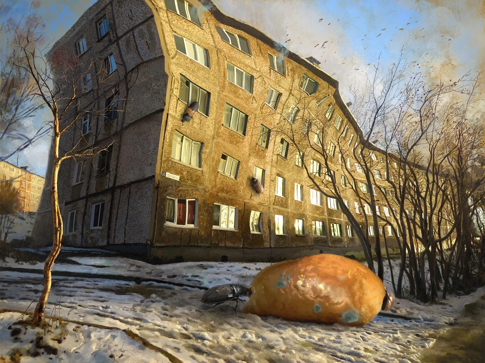 Насекомые и люди сосуществуют в пространстве панельного двора