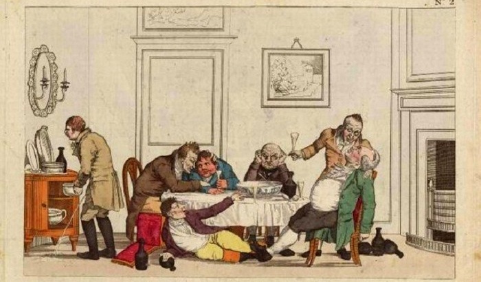 Карикатура 18 века на придворные удобства в Версале