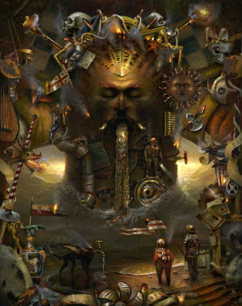 Хаотичное нагромождение панельных зданий в искажённом пространстве