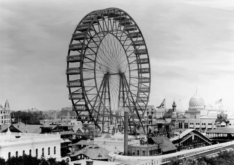 Фотография первого в мире колеса обозрения Джорджа Ферриса в Чикаго в 1893 году