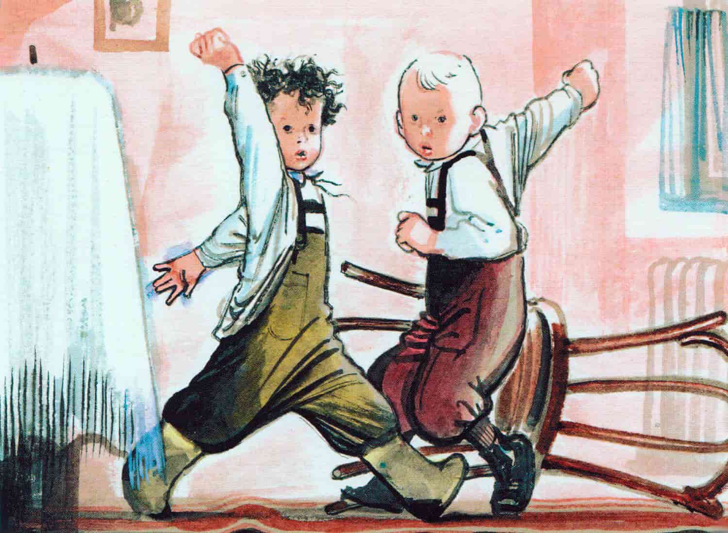 Иллюстрация Чука и Гека на страницах книги Аркадия Гайдара