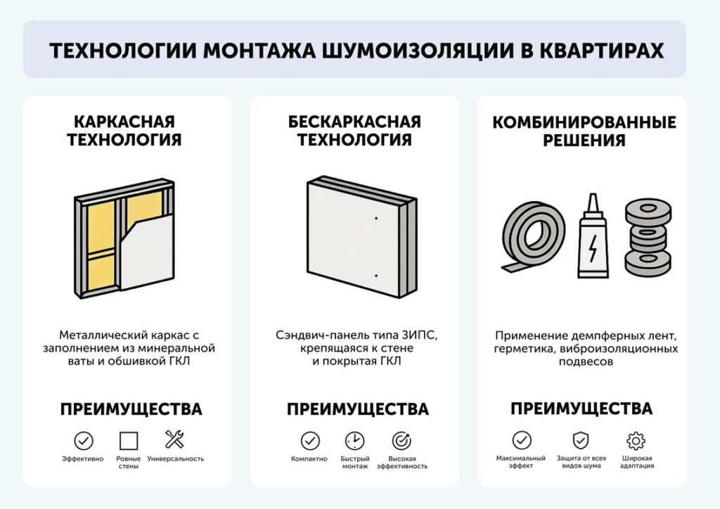 технологии монтажа шумоизоляции