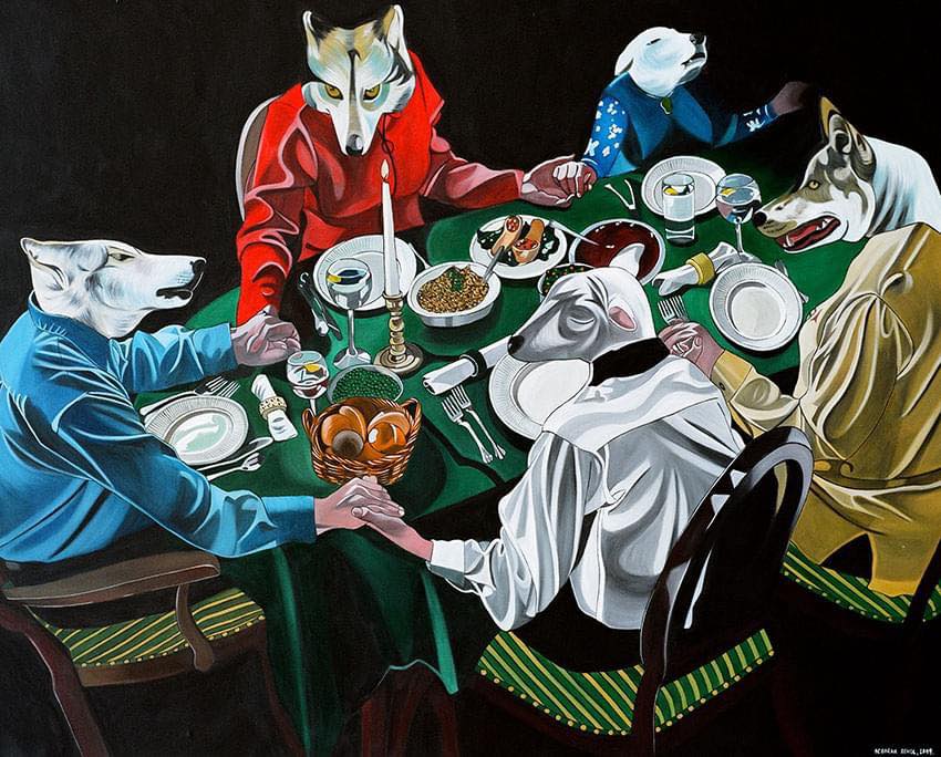 Дебора Сенгль — картина Счастливых праздников, сатира на потребление