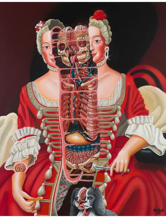 Дама 18 века анатомический срез граффити Nychos историческая фигура