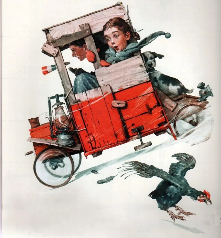 Гонщик динамичная иллюстрация мальчика от Нормана Роквелла