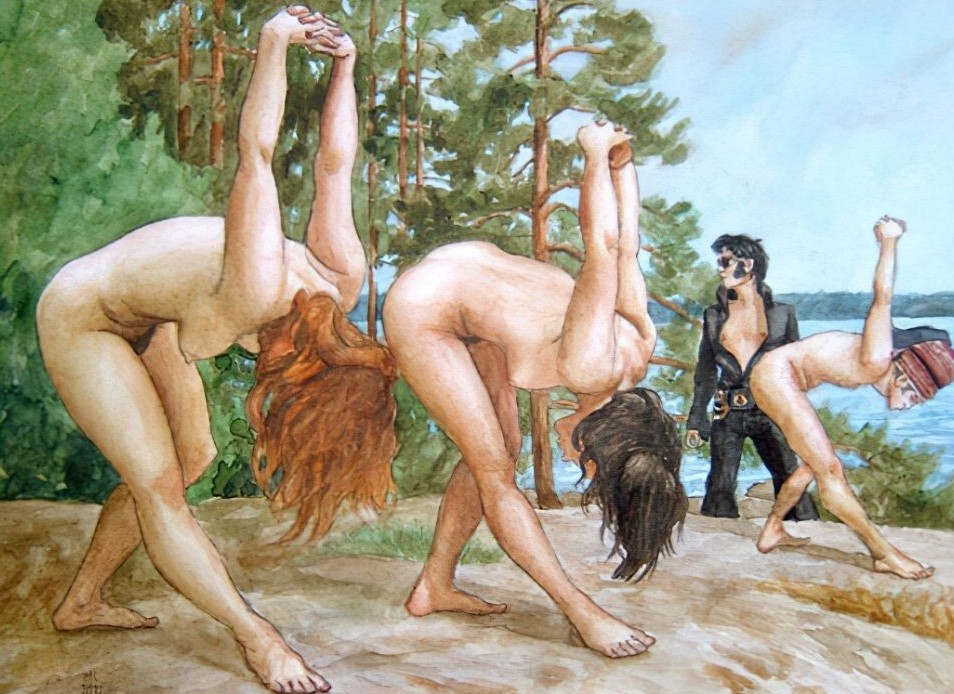 Растяжка обнажённой модели в картине Markku Laakso