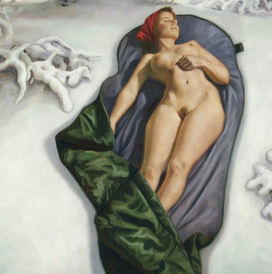 Сон на снегу обнажённой модели картина Markku Laakso