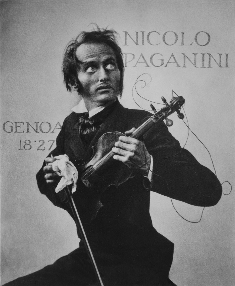 Портрет Никколо Паганини с безумным взглядом и скрипкой в руках &mdash; демонический образ работы Уильяма Мортенсена