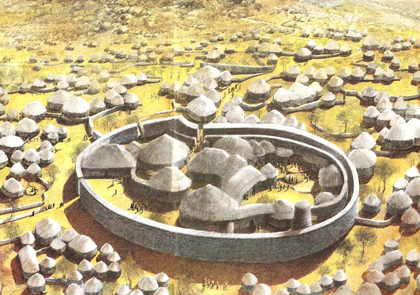 Реконструкция облика Великого Зимбабве в XIV веке &mdash; художественное изображение