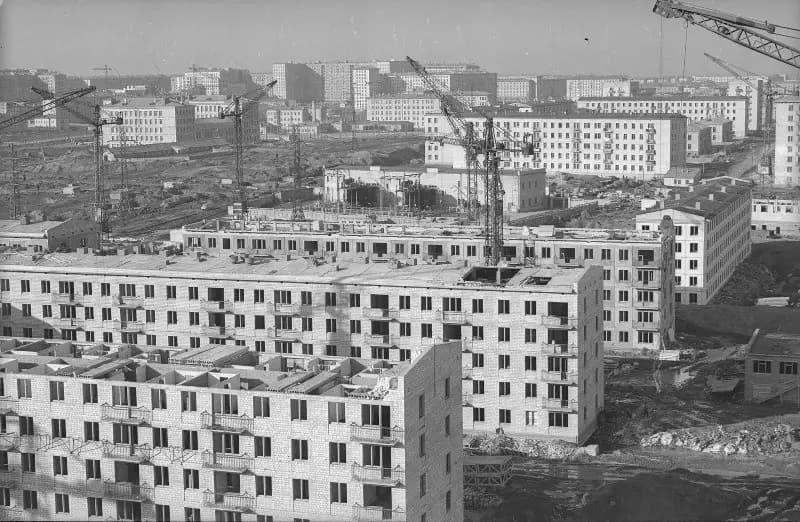 Новые Черёмушки Москва 1960 год &mdash; строительство хрущёвок, вид сверху