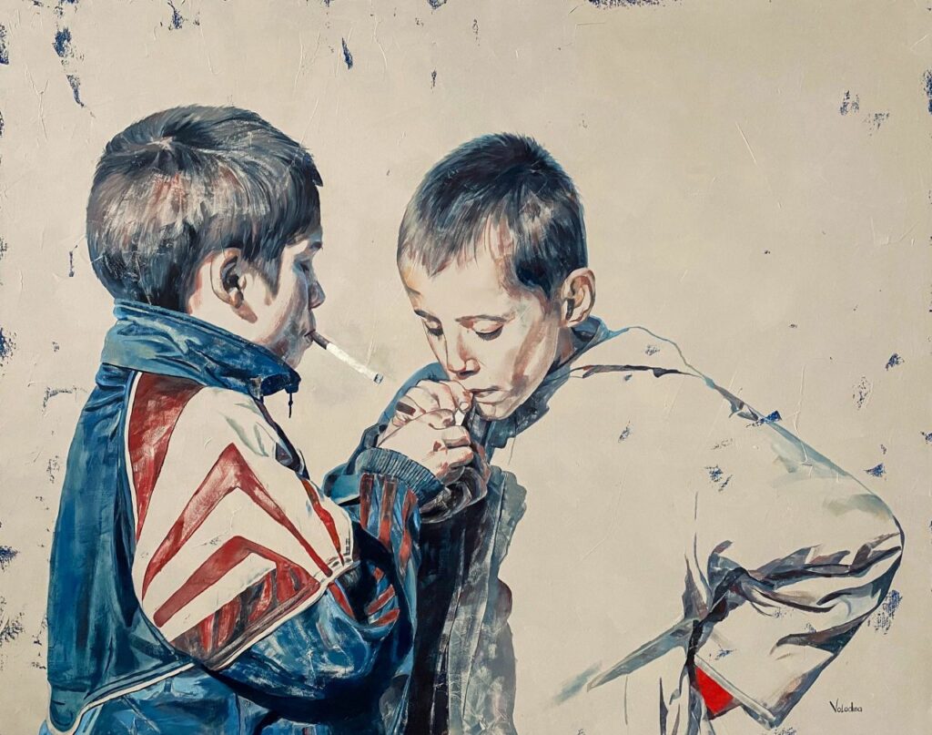 Пацаны полотно Саши Володиной о дворах и детстве 90-х