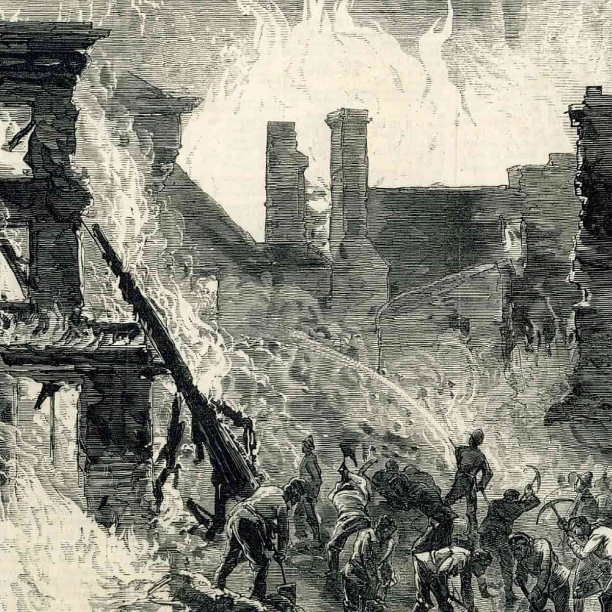 Иллюстрация пожара виски в Дублине &mdash; The Illustrated London News, 1875