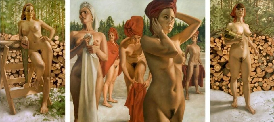 Триптих Сауна с Элвисом Пресли от современного финского художника Markku Laakso