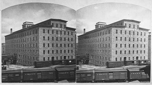 Стереоизображение мельницы Уошберна (Washburn Mill) до взрыва