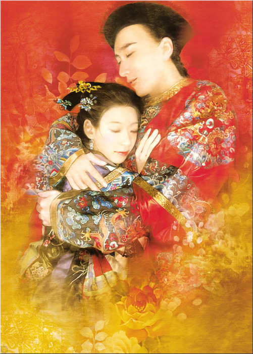 Девушка в синем с цветами сакуры от Der Jen