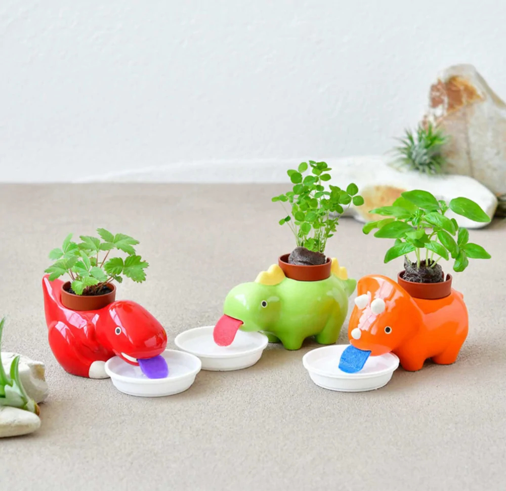 Горшки-динозаврики с автополивом