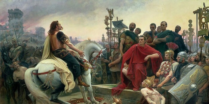 Картина Л. Руайе 'Верцингеторикс сдаётся Цезарю' (1899)