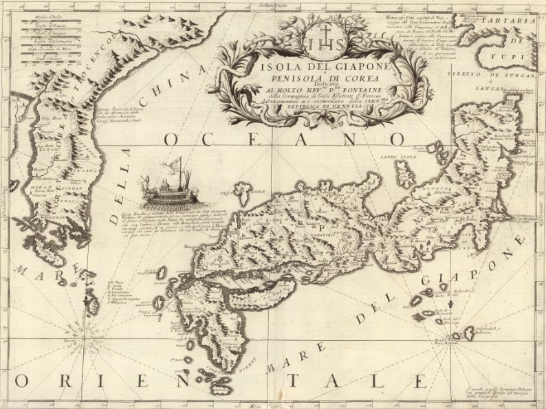 Европейская карта Японии XVII века с обозначением Ниппон как страны восходящего солнца