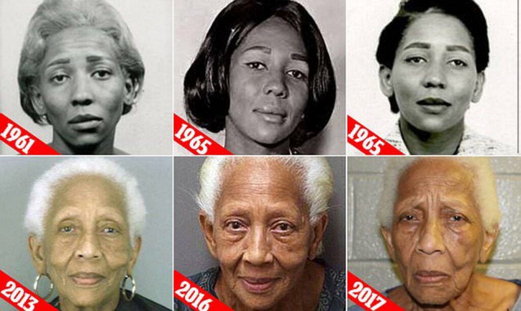 Архивные полицейские снимки Doris Payne из разных лет розыска
