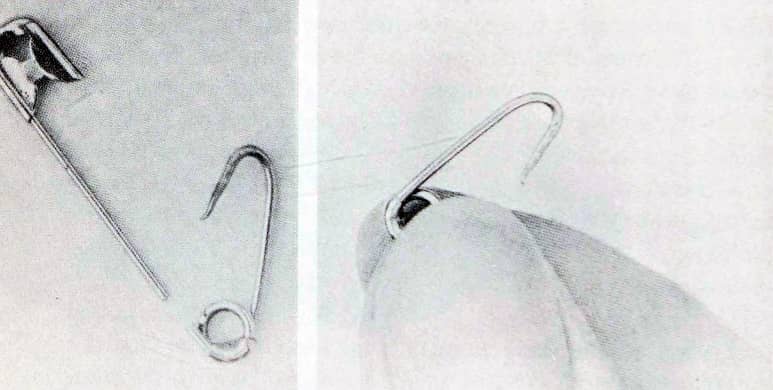 Импровизированный рыболовный крючок из булавки