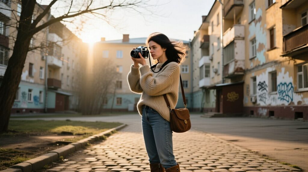 Начинающий фотограф на улицах Москвы