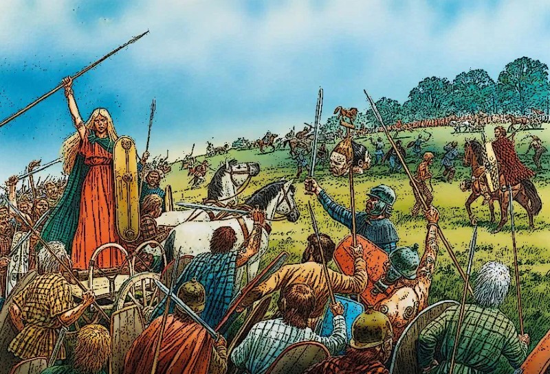 Рисунок, изображающий обращение Боудикки к своим людям