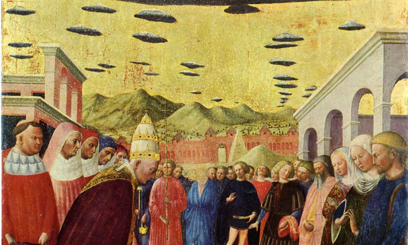 Загадочные летающие объекты на средневековых картинах и фресках