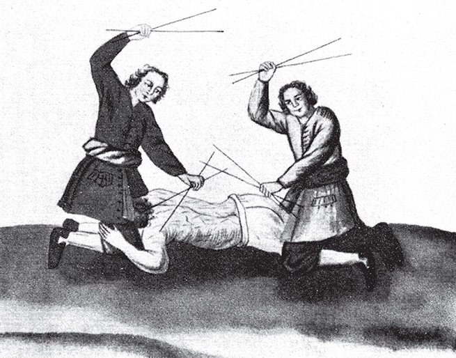 Наказание батогами в России XVIII века, рисунок 1731 года