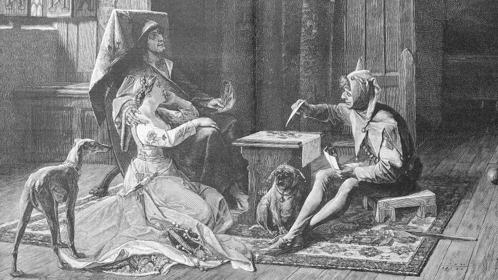 Французский король Карл VI с шутом средневековый двор традиции