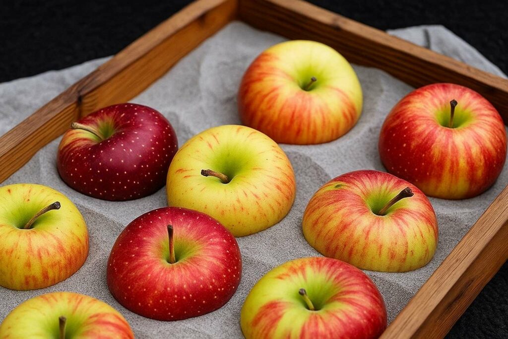 Яблоки в бочке с песком и золой для длительного хранения