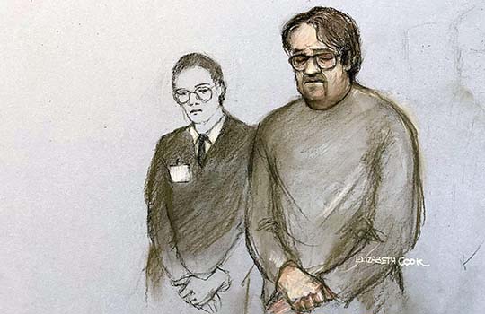 Зарисовка Нила Хоппера (Neil Hopper) в зале суда