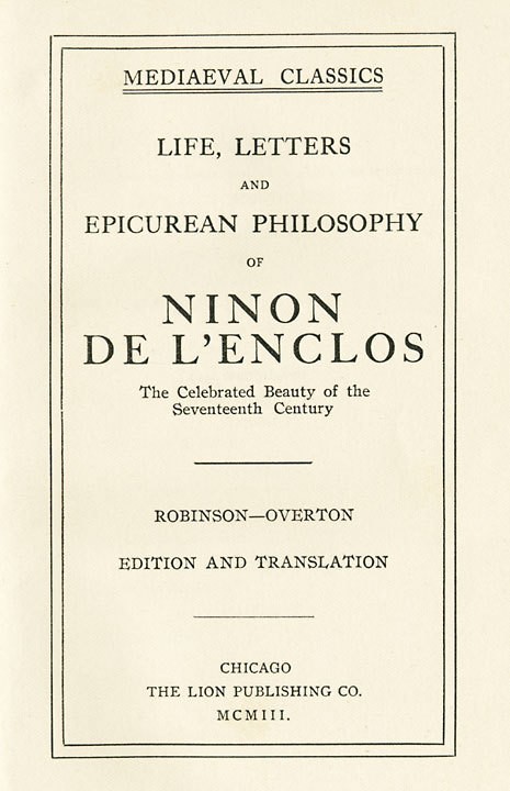 Заглавная страница рукописи философского трактата Нинон де Ланкло
