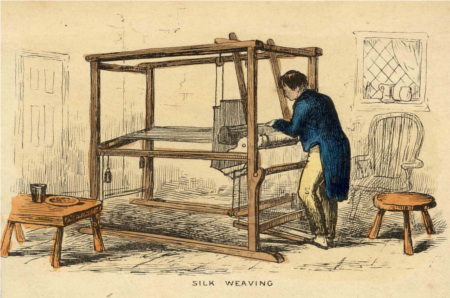 Производство шелковой ткани на старинной мануфактуре