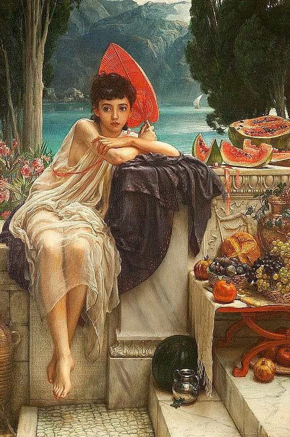 На ступенях храма классическая композиция Edward John Poynter