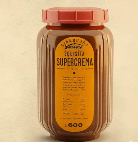 Первые банки Supercrema от компании Ferrero 1950-е годы