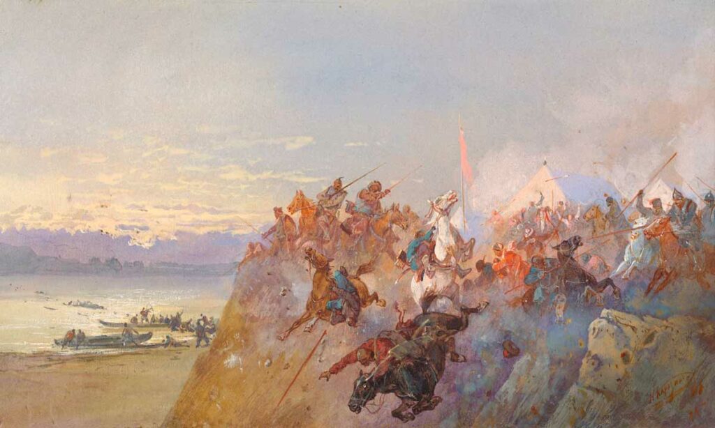 Акварель Николая Каразина: Последний Кучумовский разгром 1598 года