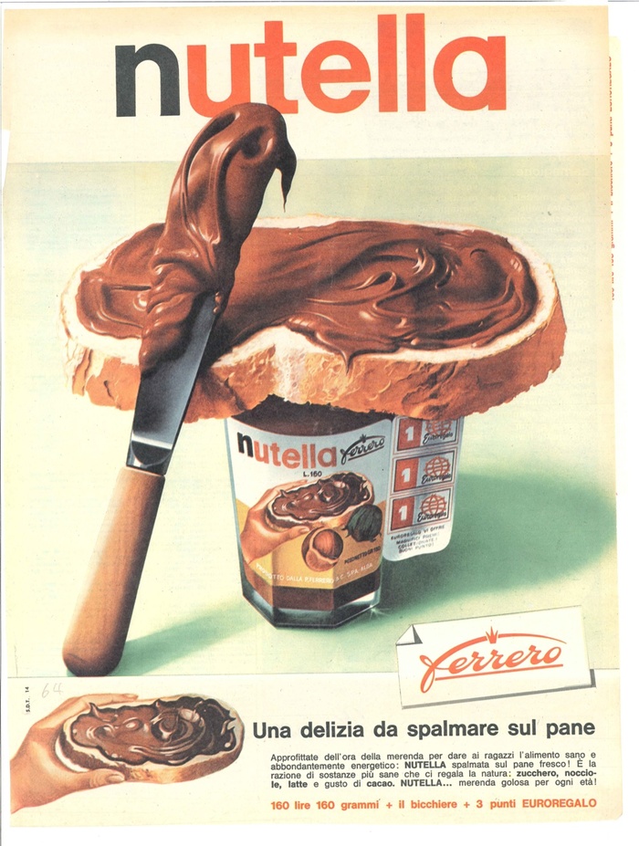 Одна из первых реклам Nutella 1960-е годы