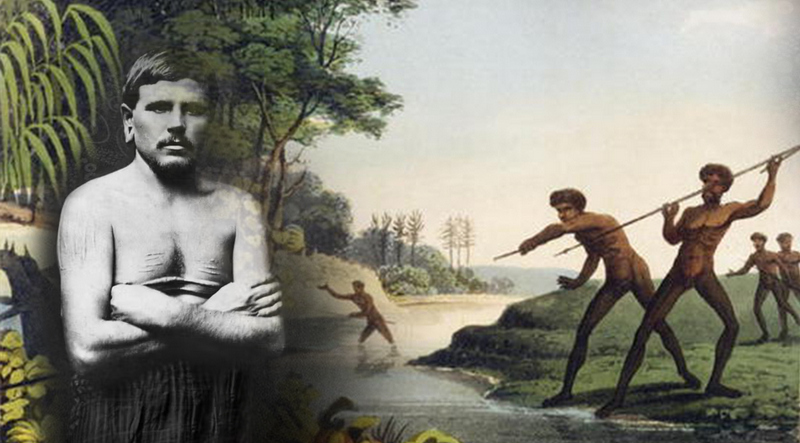 Французский моряк Narcisse Pierre Pelletier в образе аборигена после 17 лет в Австралии