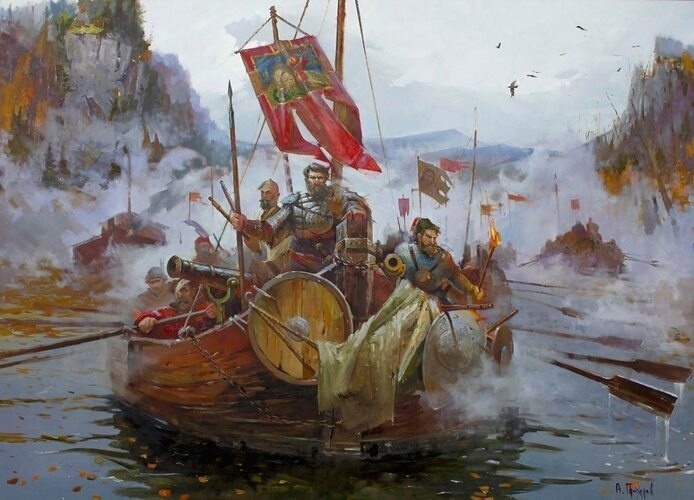 Казаки Ермака в походе на Сибирь