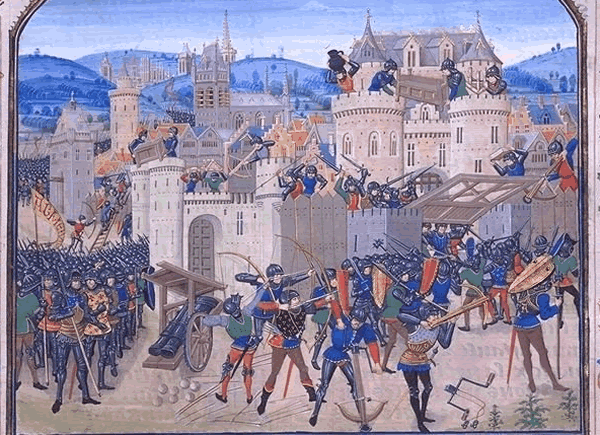 Осада средневекового города на миниатюре