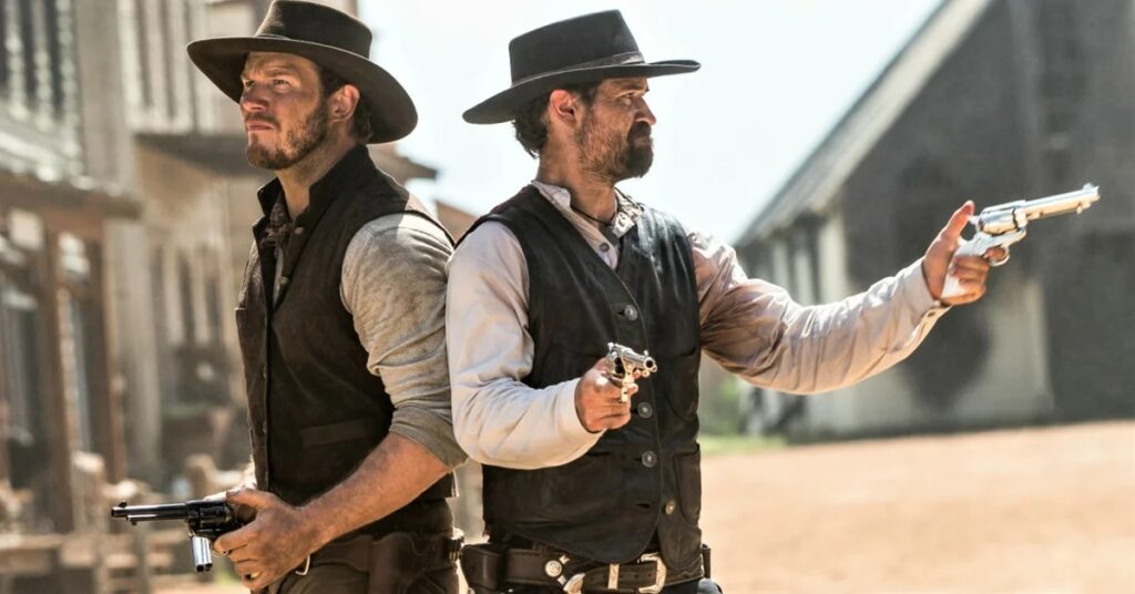 Сцена перестрелки в вестерне на Диком Западе